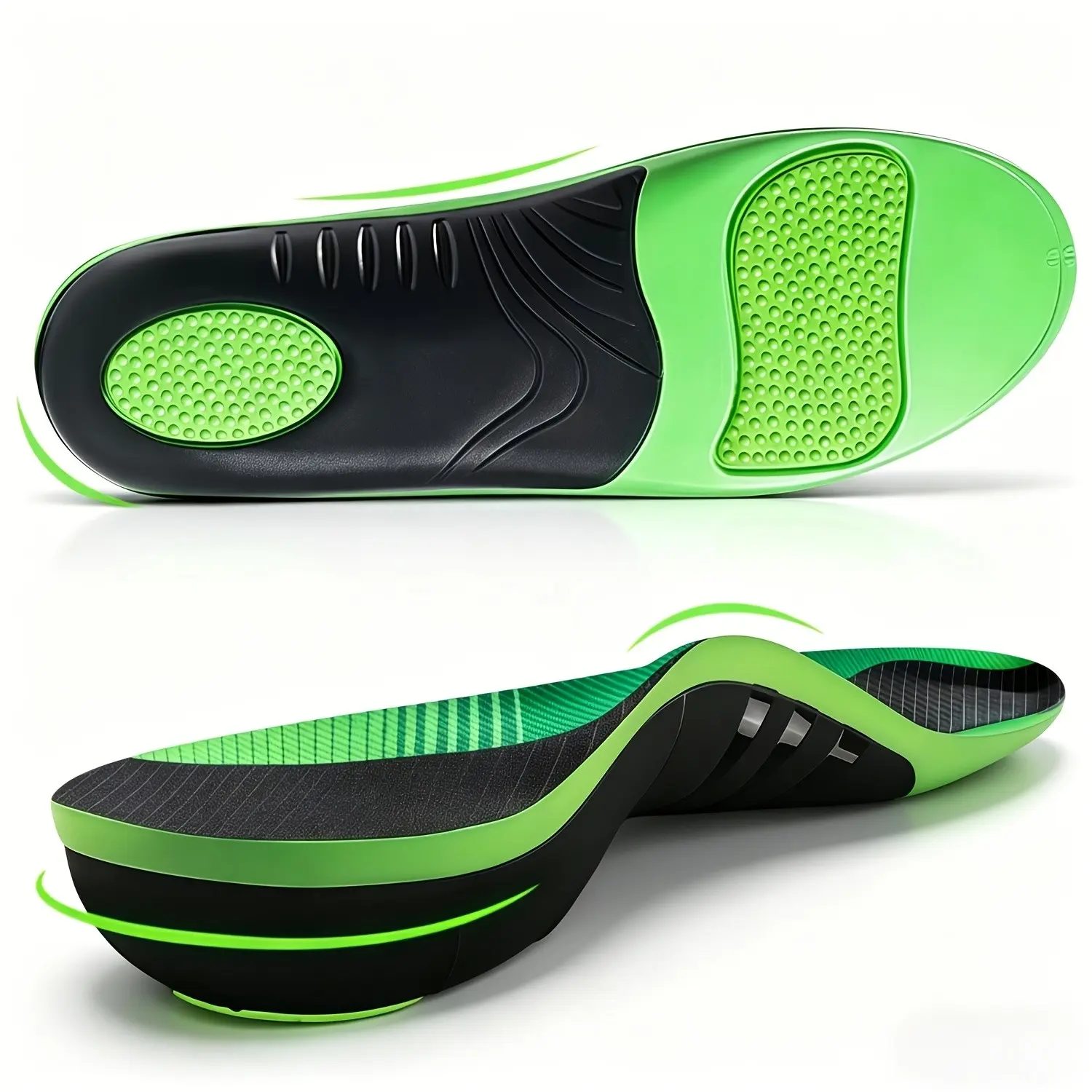 Unisex Arch Support All Purpose Cushioned Insoles for Flat Feet, Comfortable Breathable Cushioning, Suitable for Work Boots and Various Shoes, All-Day Standing Relief
