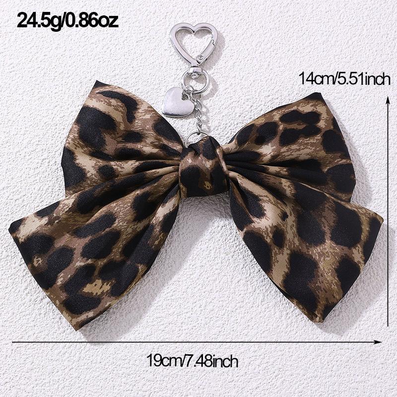 Dark Tone Leopard Bow Heart Set |   Keychain Bag Clip & Hair Accessories