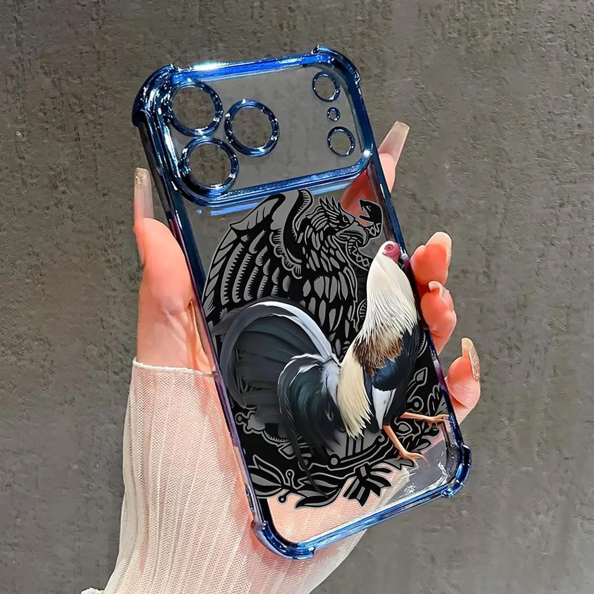 Cool Rooster Pattern Electroplated Four - Corner Airbag Shock - Proof Phone Case . Suitable For Iphone 17 Pro Max 16 / 15 / 14 / 13 / 12 / 11 Pro Max . Airbag Shock - Proof Transparent Protective Case .