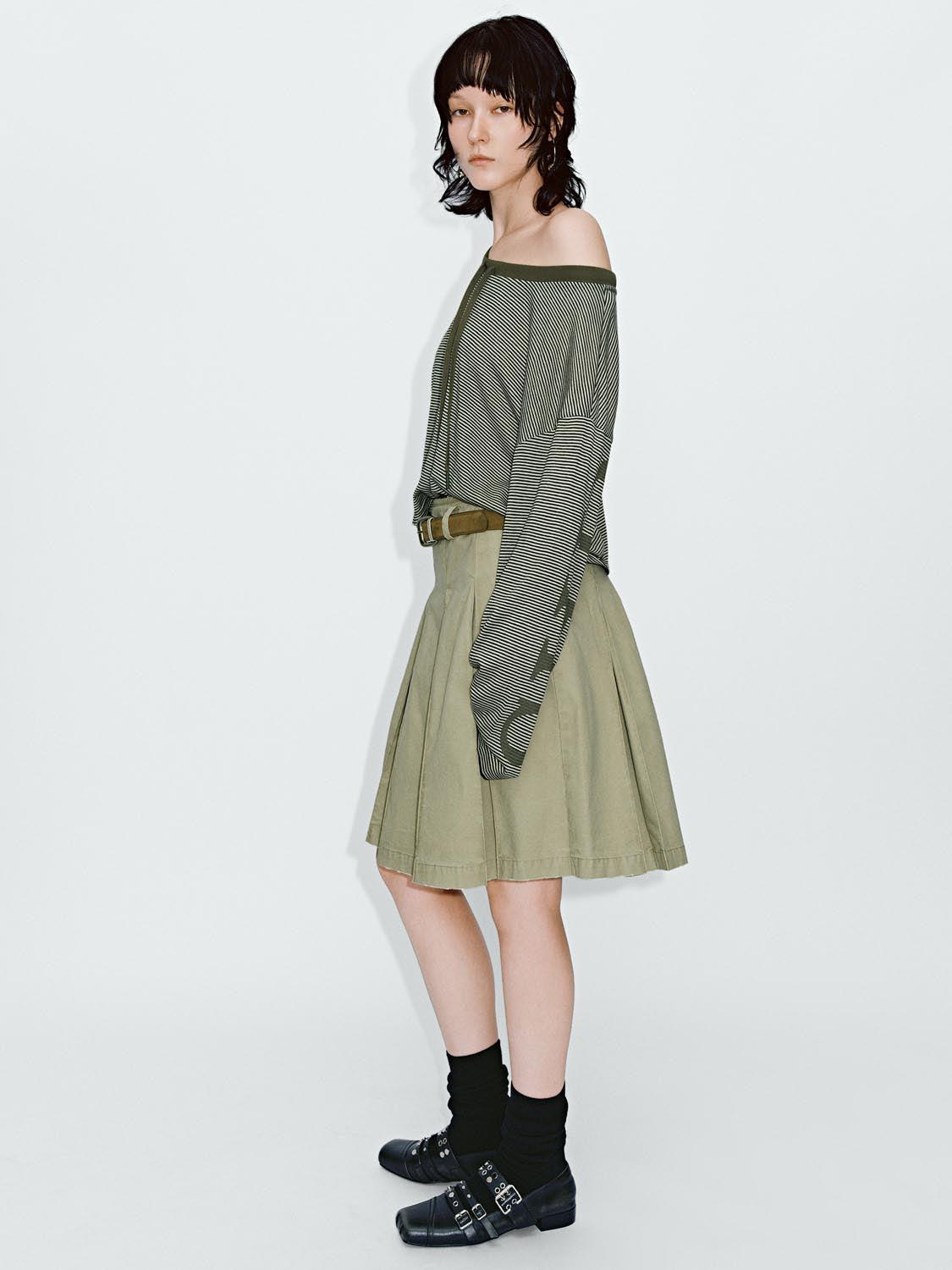 URBAN REVIVO 2026 Summer Women's Trendy Color-Block Stripe Panel Drawstring Tie Lyocell T-Shirt UYV460067