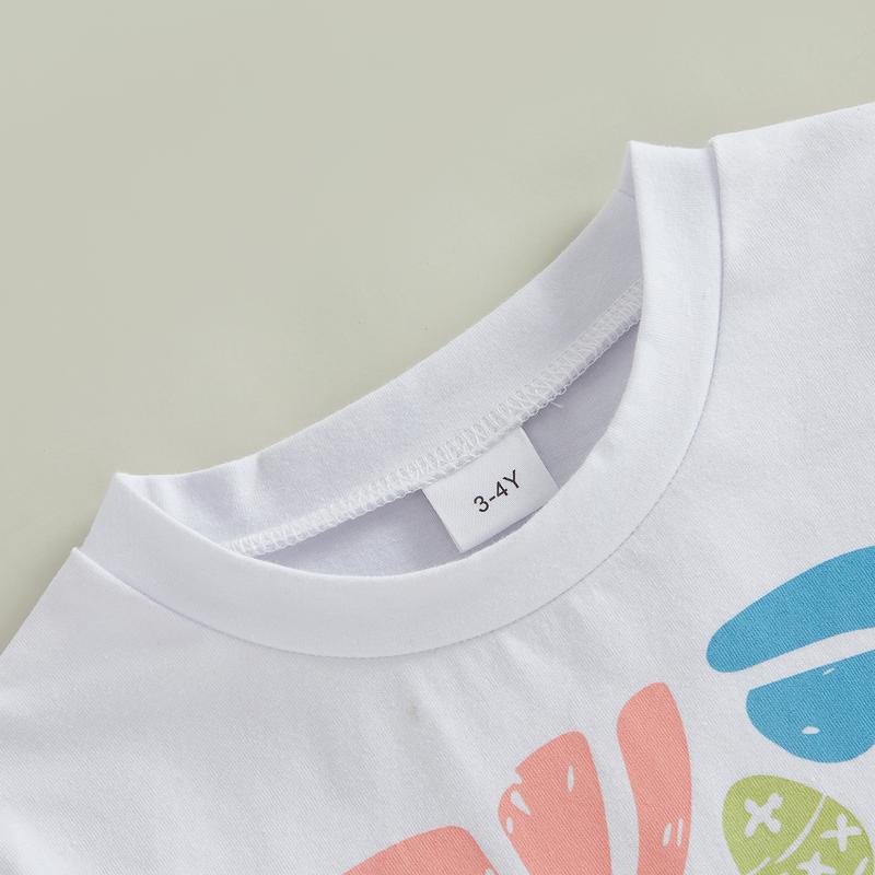 PYBCVRRD Kids Baby Girl Easter T-Shirt Tops Letter Floral Print Short Sleeve Round Neck Loose Fit Tops T shirt for Summer 1-6 Years