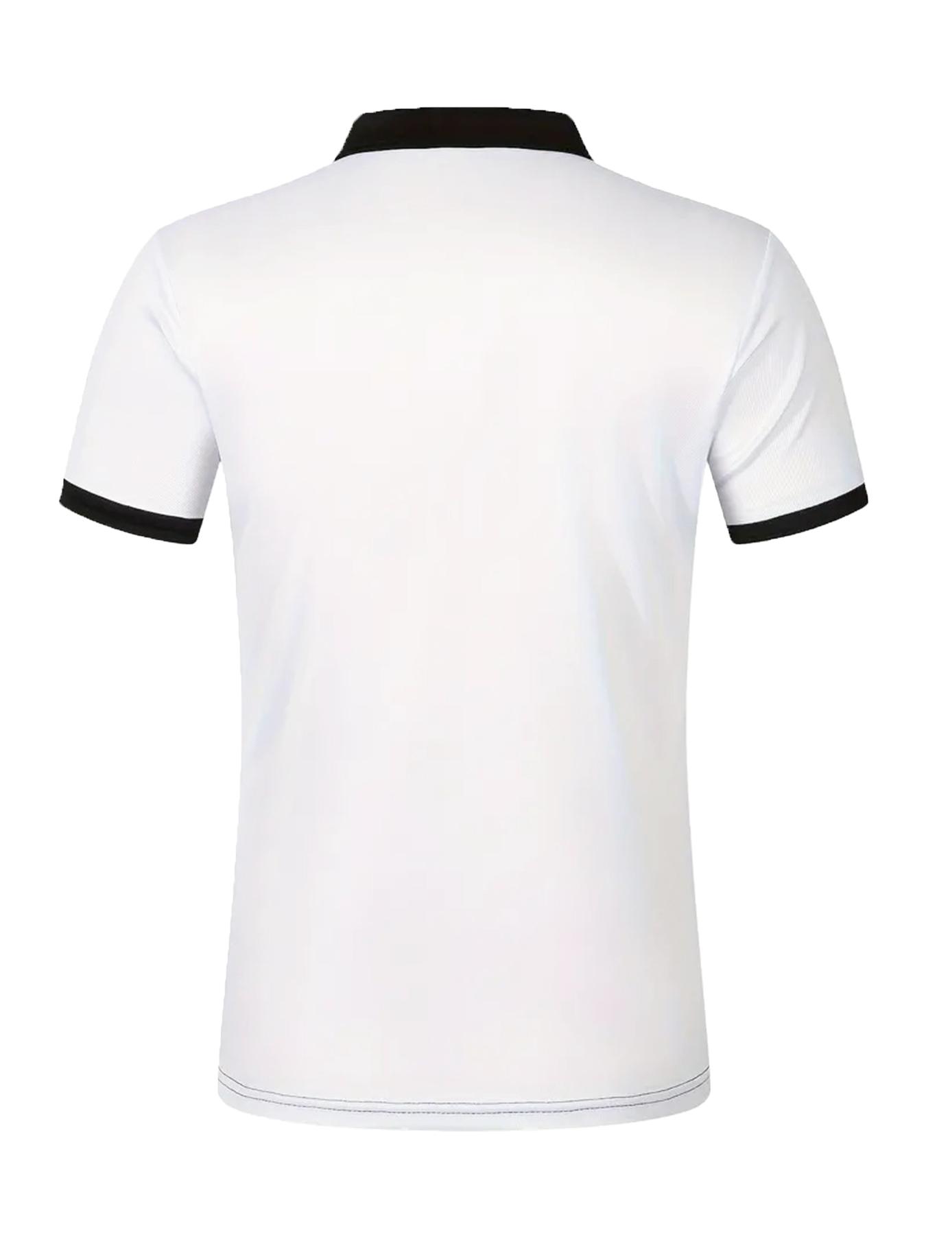 Men's Regular Fit Colorblock Striped Print Polo Shirt, Casual Short Sleeve Button Front Top for Summer, Fashion Men's Clothes for Daily Wear