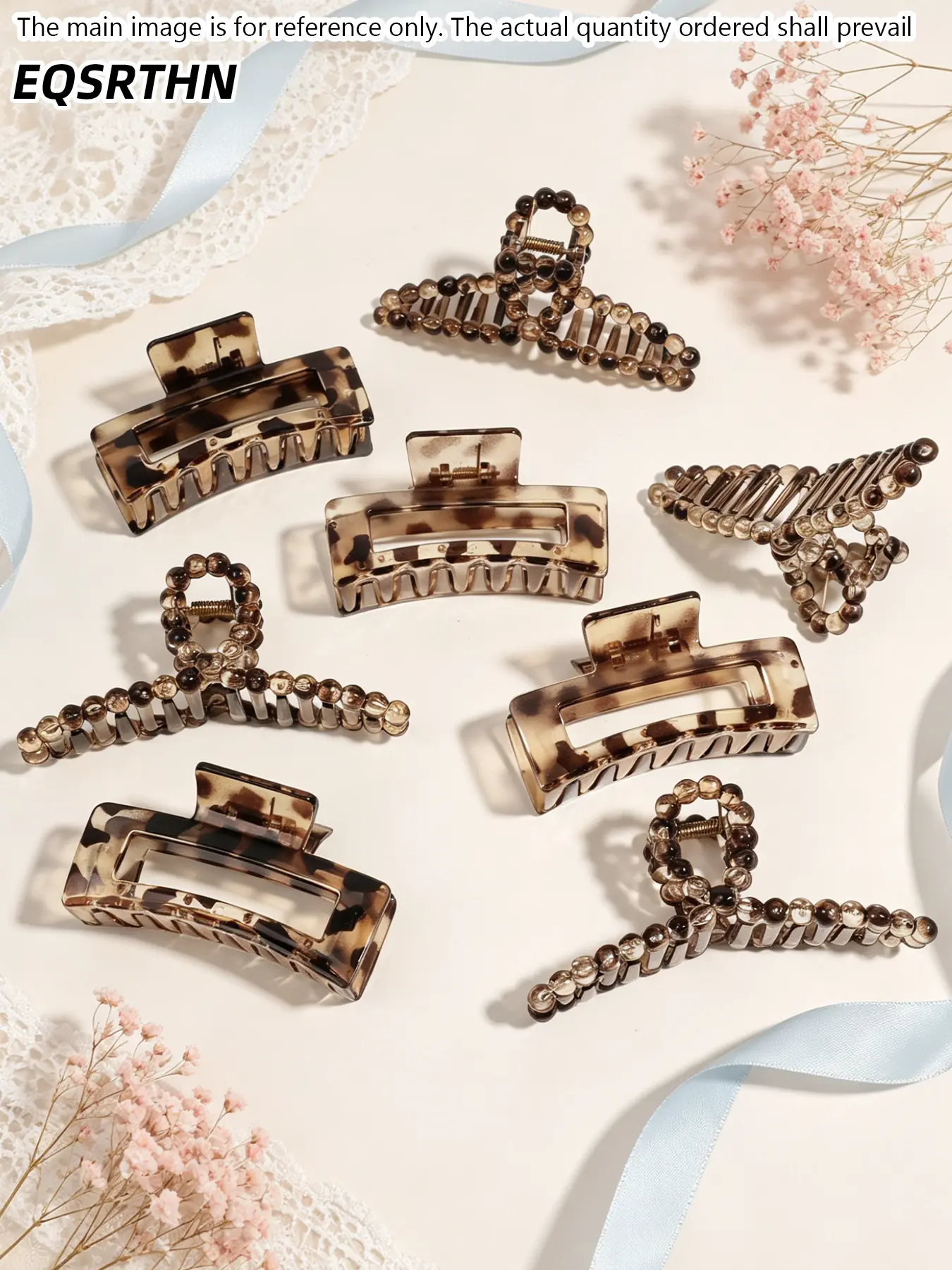 8pcs Vintage Leopard Claw Clips Large Hair Clamps Aesthetic Nonslip Headwear Travel Styling Accessories for Women Hairclips