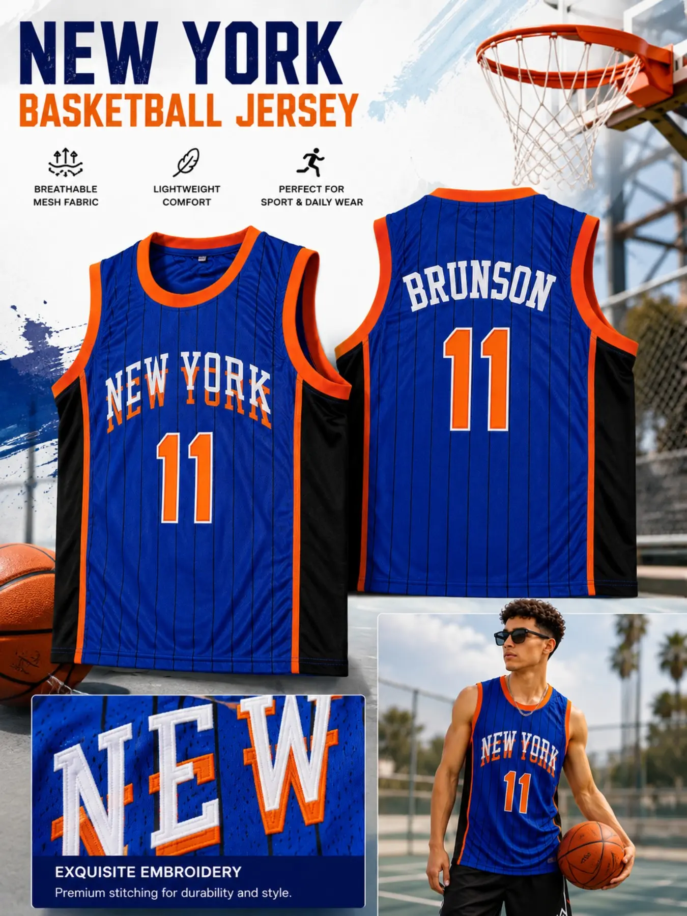 Men's #11 Basketball Jersey with Embroidery, Sweat-Wicking Breathable Polyester, Ideal for Outdoor Sports and Street Style