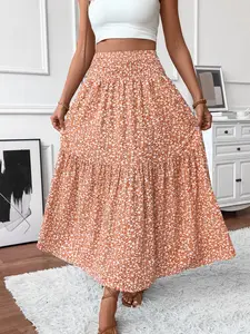 Women's Ditsy Floral Print  Skirt, Elegant High Waist Maxi Skirt for Daily Holiday Vacation Wear, Ladies Bottoms for All Seasons, Everyday