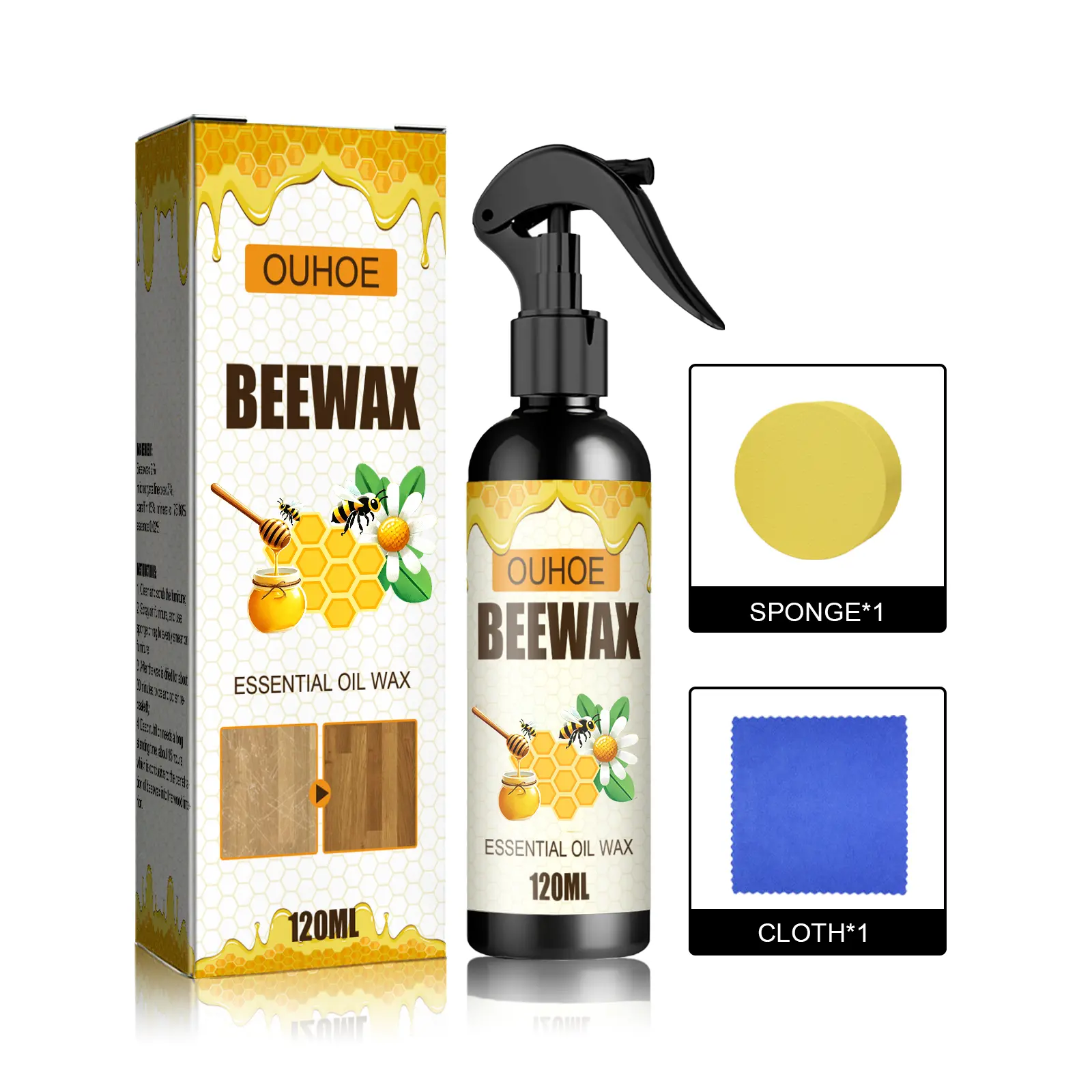 Ouhoe Furniture Beeswax Spray Furniture Floor Care Polishing Waterproof Anti-Chapping Scratch Renovation Maintenance Wax household items