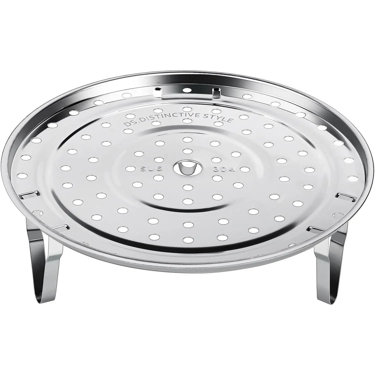 Steamer Rack 304 Stainless Steel Steaming Rack Steam Tray with Removable Legs for Instant Pressure Cooker Multi-functional Steamer Basket (Silver - 22cm)