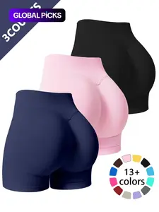 Women's Summer Yoga Shorts Set, High Waist Butt Lifting Slimming Sports Pants, Gym Training Tight Workout Clothes, Outdoor Running Cycling Tennis