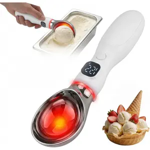 Heated Ice Cream Scoop Rechargeable, Electric Ice Cream Scooper with LED Display & 3 Warming Levels 122F/140F/158F, Nonstick for Hard Ice Cream, Ergonomic for Seniors, Kids & Home Use