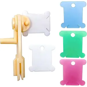 230 count Colourful Plastic Floss Bobbins with Floss Winder for - Bobbins Card Thread Holder, Craft DIY Sewing Storage