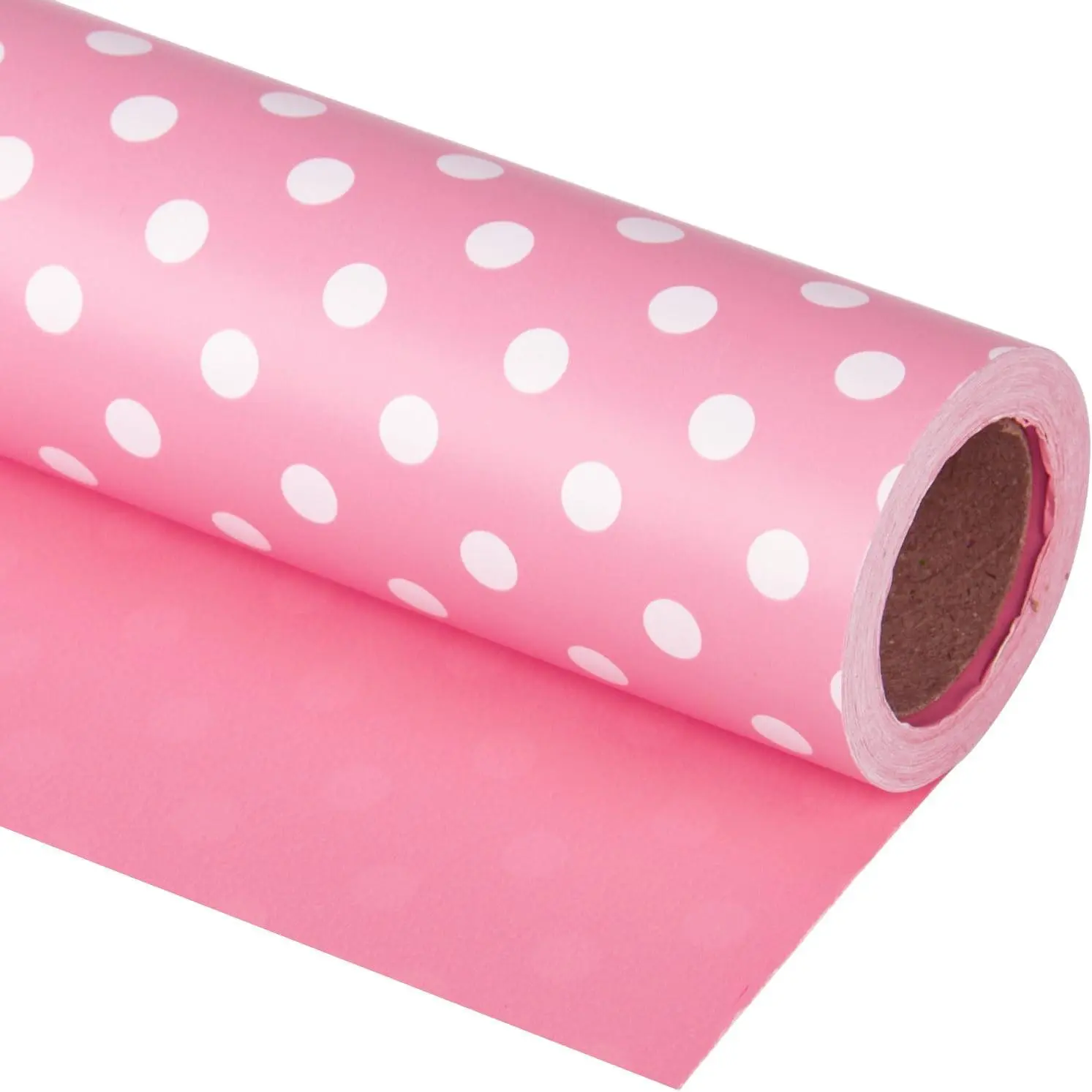 Reversible Wrapping Paper Mini Roll - 17x33" (17 Inch x 33 Inches), Polka Dots Design for Gift Wrapping, Craft Projects