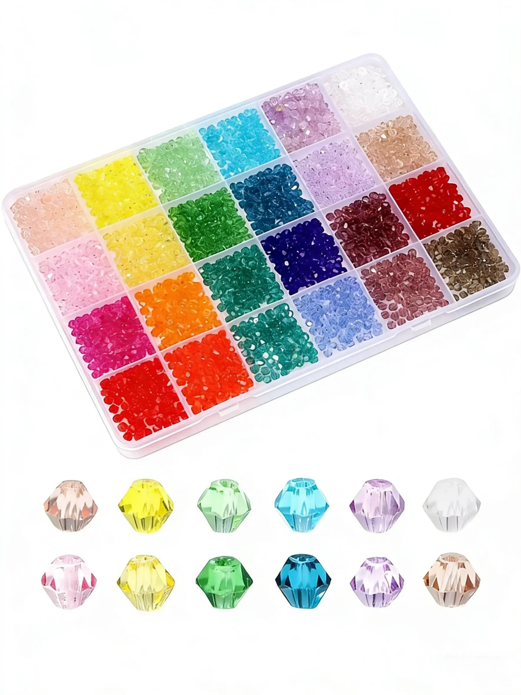 2400pcs/200pcs Multifaceted Glass Crystal Beads Set, Colorful Ab Crystals, Spacer Beads, Jewelry Making, Bracelets, Rings, Necklaces, 24 Colors, 4mm, DIY Beads, Beads Mix, Mixed Beads, Beading Supplies, Diy Beads Assortment, Jewelry Accessories