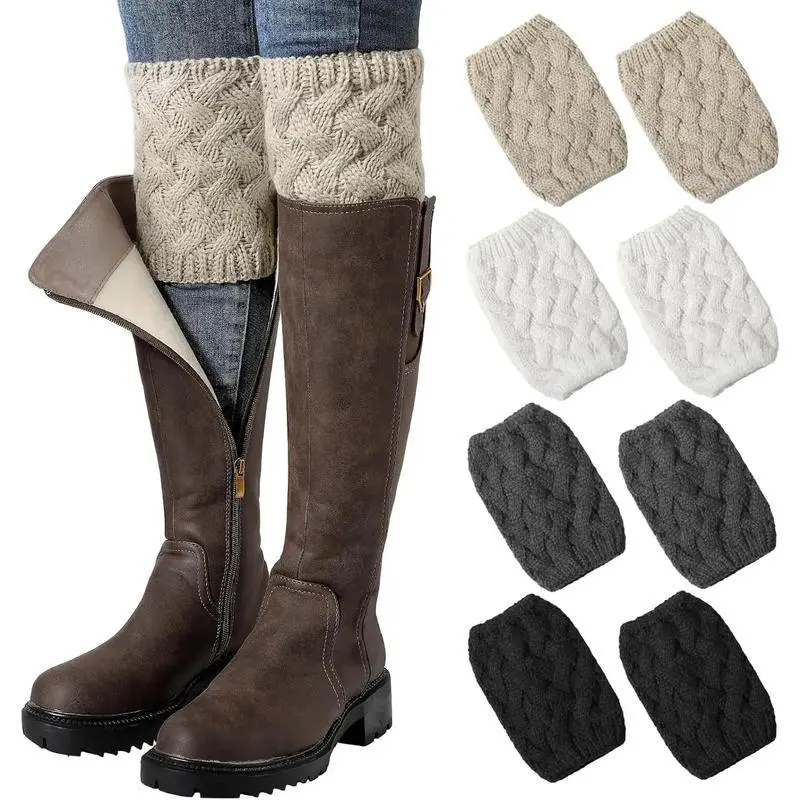 Boot Socks for Women Winter Warm Cuffs Knitted Short Leg Warmers Boot Topper Socks in Multiple Colors for Cozy Layering
