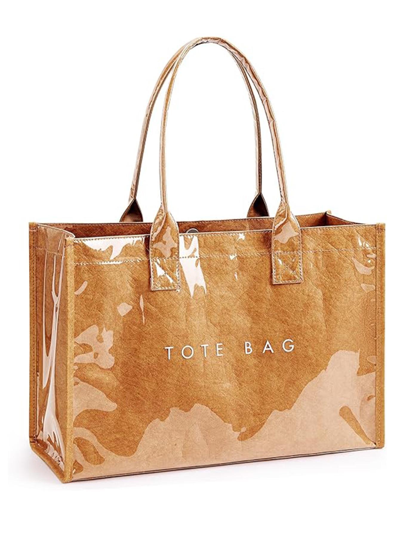 Fashionable Transparent Tote Bag, Casual Large Capacity Handbag for Women, Minimalist Stylish Commuter Purse, Stylish Square Bag, Shiny Stylish Bag