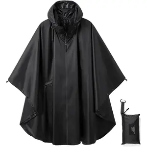 Rain Poncho Jacket Coat Hooded Zipper Style for Women/Men/Adult with Pocket