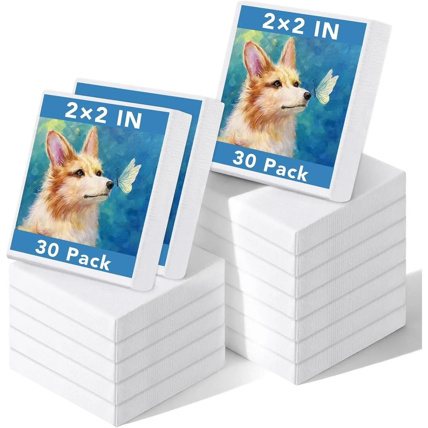 30 Pack Mini Painting Canvas, 2x2inch Small Stretched Canvases, Mini Canvases Bulk, Professional Art Supplies Gifts for Beginner Artists Father's Day Gifts