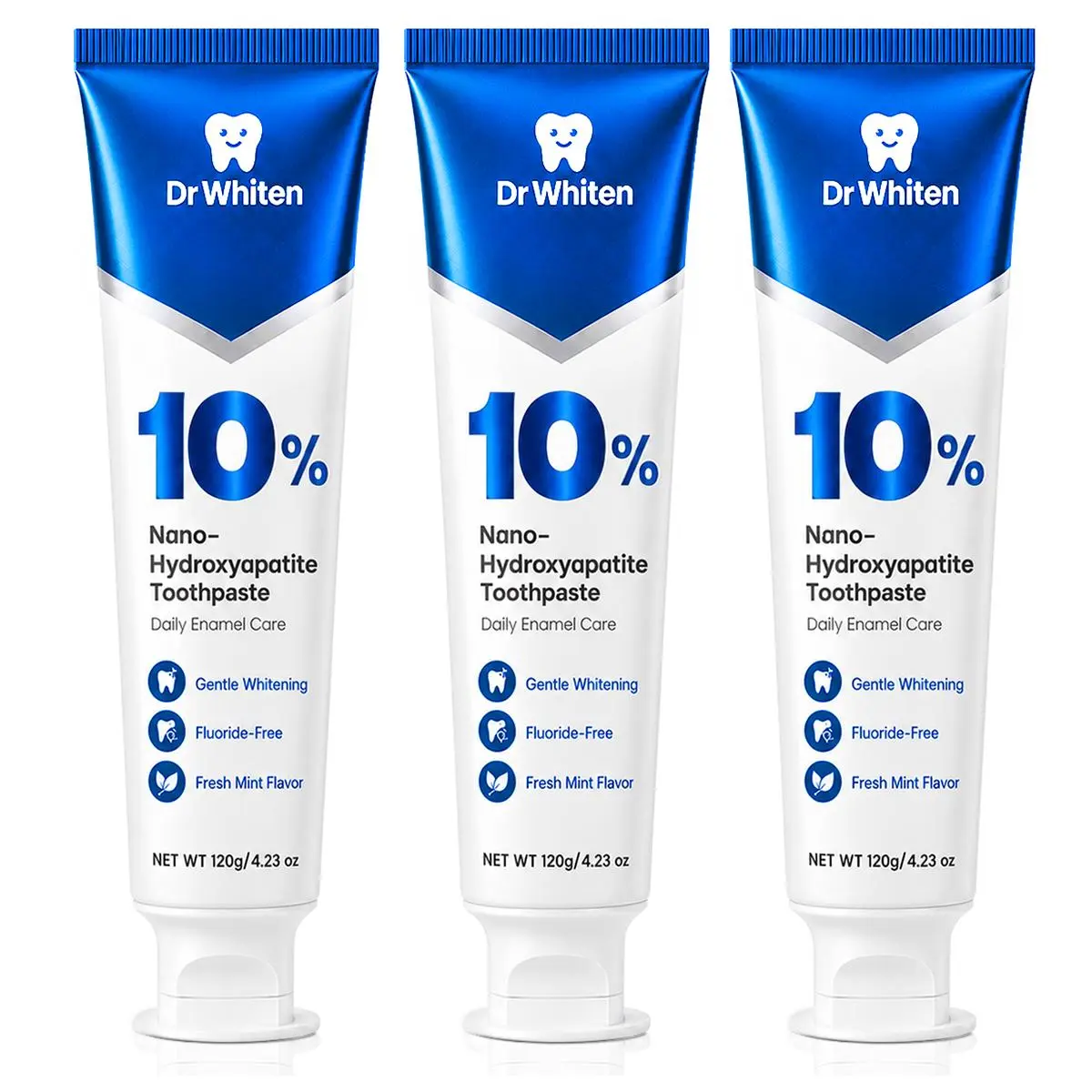 DrWhiten 10% nHAP Toothpaste | Hydroxyapatite Toothpaste | Advanced Enamel Repair & Teeth Whitening | Fluoride-Free, SLS-Free, Vegan | Fresh Mint Flavor | Gentle Daily Oral Care