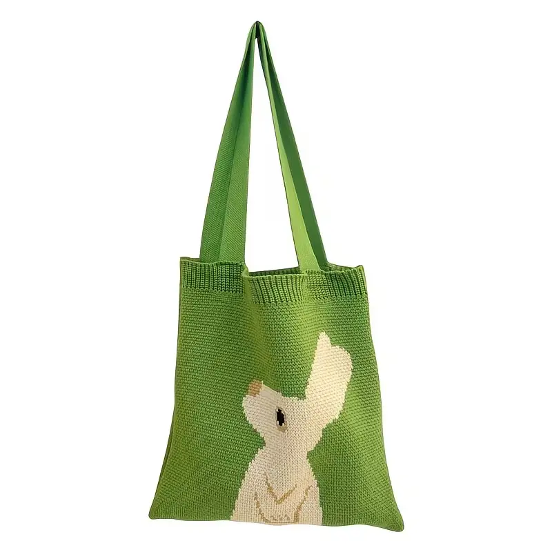 Knitted Rabbit Handbag, Fashionable Rabbit Knit Bag, Portable Shopping Crossbody Bag, Stylish and Convenient Accessory