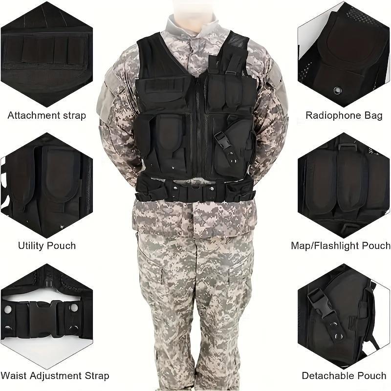 BIGWIG Versatile breathable outdoor vest with webbing and multiple pockets, four-season tactical gear for hiking, camping, fishing and training, outdoor essentials, tactical vest