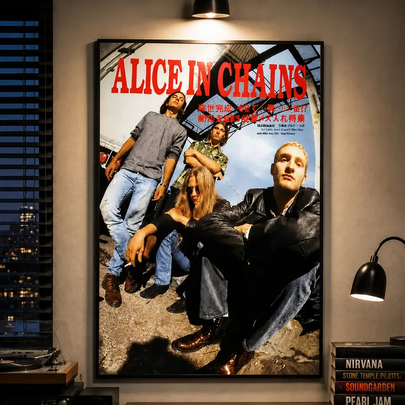 Alice in Chains Japan Tour Style Poster, Vintage Grunge Rock Band Wall Art, Retro Concert Print, 90s Alternative Rock Poster, Seattle Grunge Music Decor, Music Room Wall Art, Album Inspired Artwork, Rock Music Fan Gift, Studio Home Office Decor