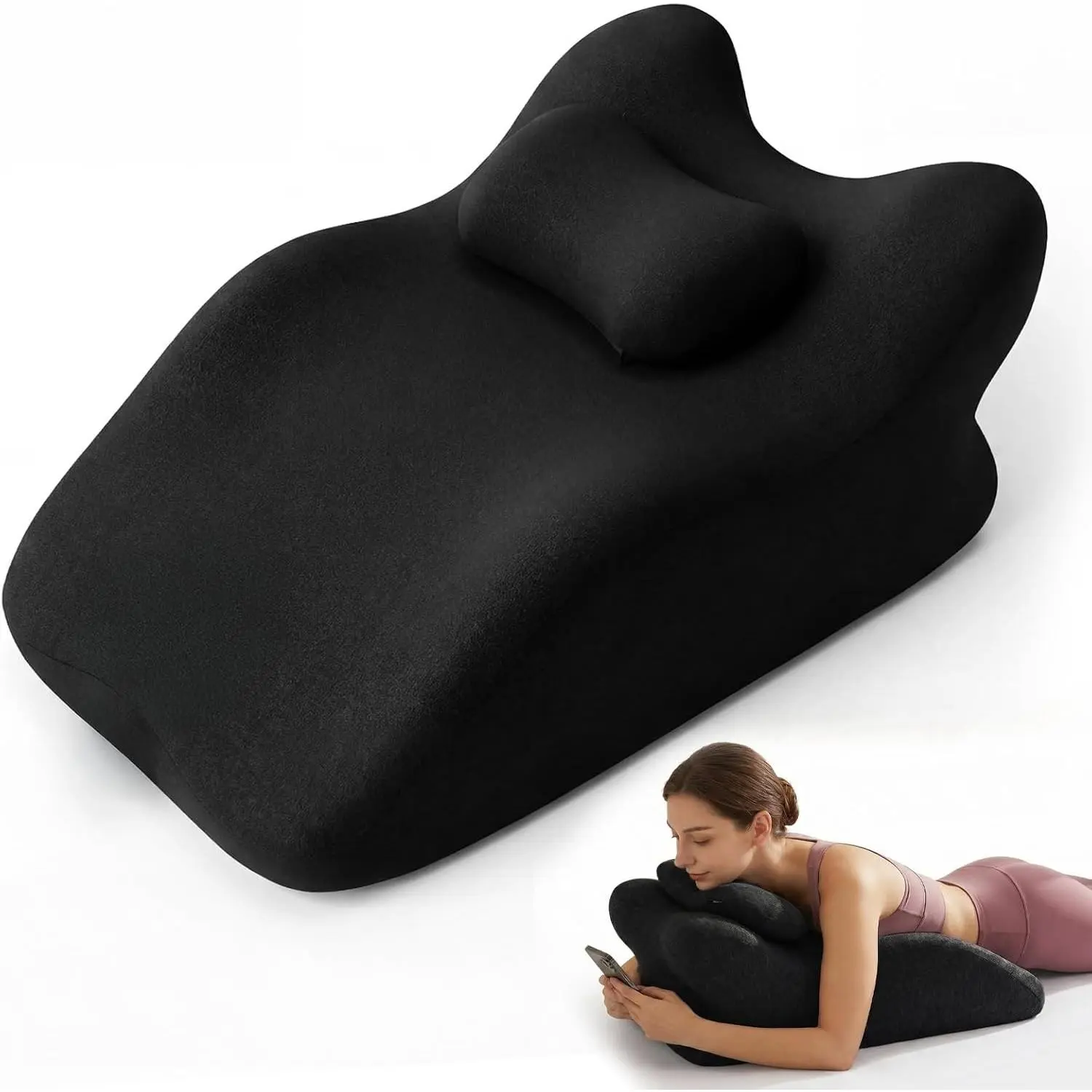 Memory Foam Ergonomic Wedge Pillow for Sleeping, Acid Reflux & Snoring Relief, 27°Angle Perfect Position with Washable Cover, Comfort Support for Waist, Neck & Back