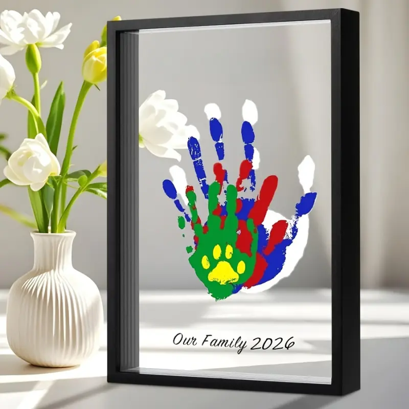 DIY Handprint Footprint Memory Box Frame Custom Name Date Personalized Family Heirloom Keepsake Gift for Mother's Day Father's Day Housewarming Our Family Keepsake 2026