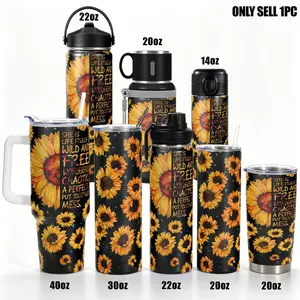1pc, Gifts for Sunflower Lovers 40oz Flask Tumbler, Be A Sunflower Funny Print 40oz, Insulated Drink Tumbler and Durable, Gift for Any Occasion: Birthdays, Holidays, or Special Moments for Family, Friends, or Coworkers, Funny Dad Tumbler