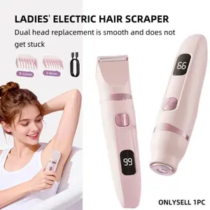 Women's Dual Electric Trimmer Razor, USB Charging, LED Display, Multiple Blades, Safe Skin, Portable for Travel, Full Body Hair Removal