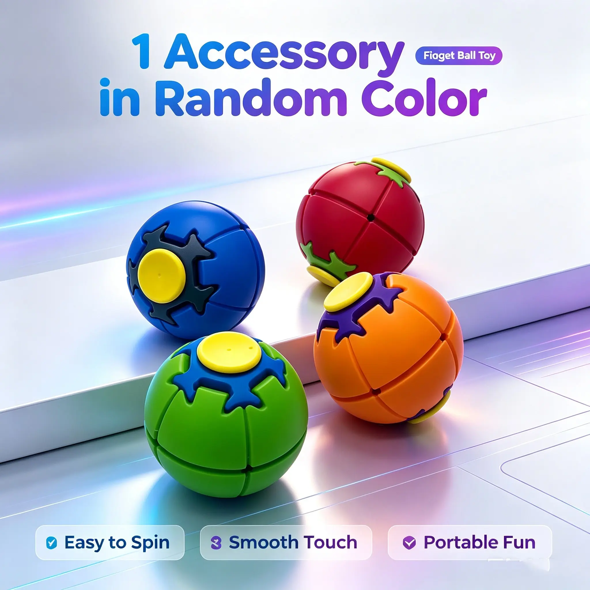 Pressure Relief Gyro Ball, Smooth Finger Stress Toy, Ideal for Teens and Adults, Portable Desk Anxiety Relief Toy, Fidget Spinner