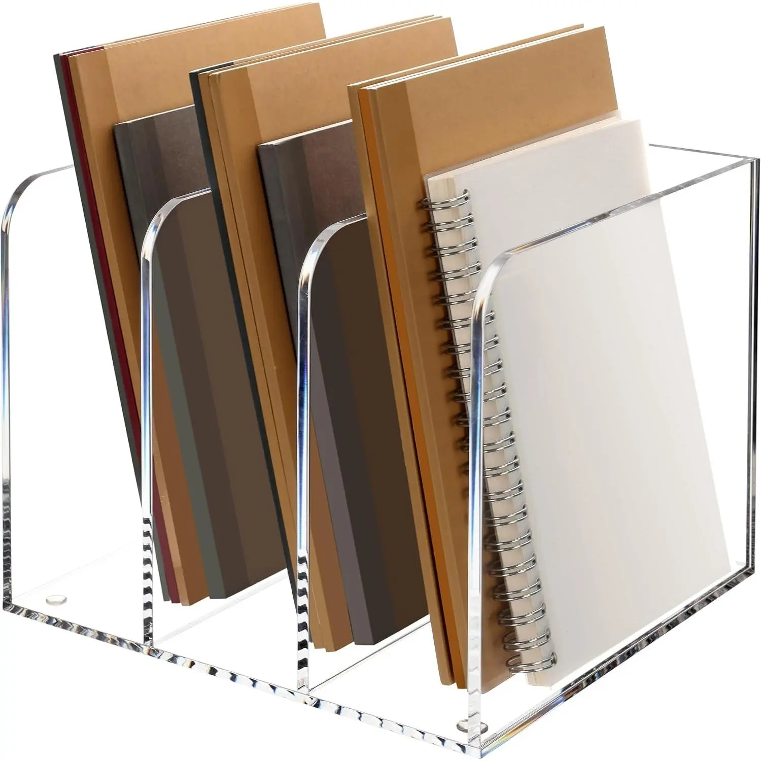 Magazine Holder, Clear Acrylic Magazine Rack, File Organizer for Office Desk, Book Organizer, One-Piece 3 Vertical spaces, 1 pack (B5)
