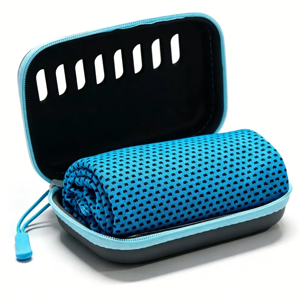 Instant Cooling Towel with Storage Case, Portable Cooling Towel, Quick Dry Chilly Sports Towel, Lightweight Breathable Cool Neck Rag for Workout, Running & Outdoor Activities