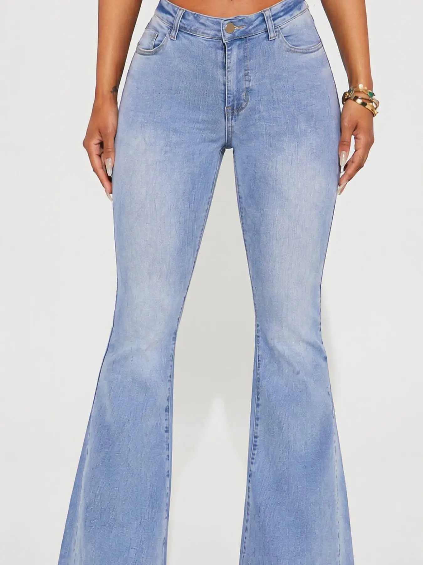 GILIPUR Women High Waist Split Flare Jeans, Frayed Raw Hem Stretch Bootcut Denim Pants, Butt Lifting Slim Trousers TChic