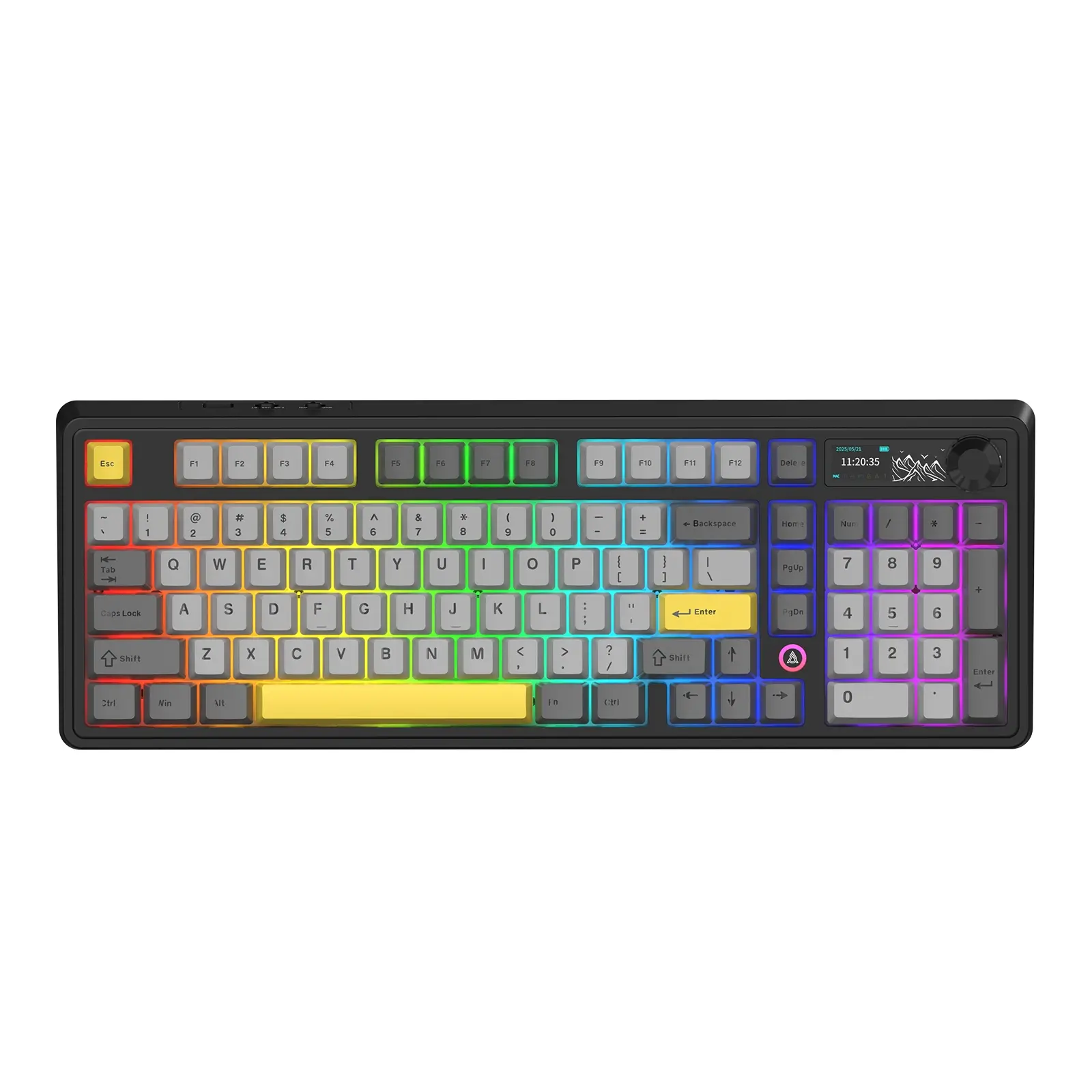 AJAZZ AK980 V2 Wireless Gaming Mechanical Keyboard Melad Switch 1.14-inch TFT Color Screen Metal Adjustment Knob Full Key Hot swappable 8000mAh Large Array Wireless Computer Office Mechanical Keyboard RGB DIY
