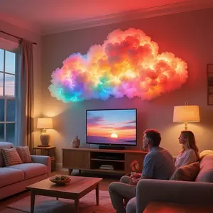 DIY 3D Thunder Cloud LED Lamp, RGB Multi-Color Changing Night Light, Lightning & Music Rhythm Sync, Ambiance Light for Home, Gifts