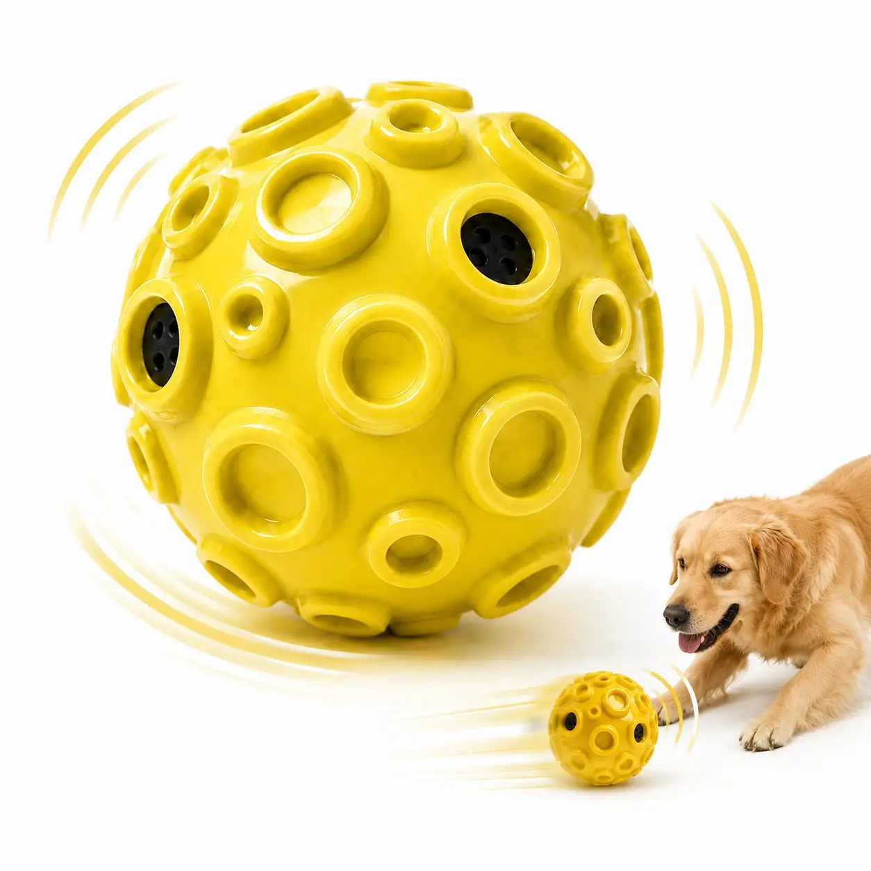 Dog Rolling Sound Ball, 4.72in Floating TPR Interactive Dog Toy for Medium & Large Dogs, Outdoor Fetch Ball for Chase, Water Play & Exercise
