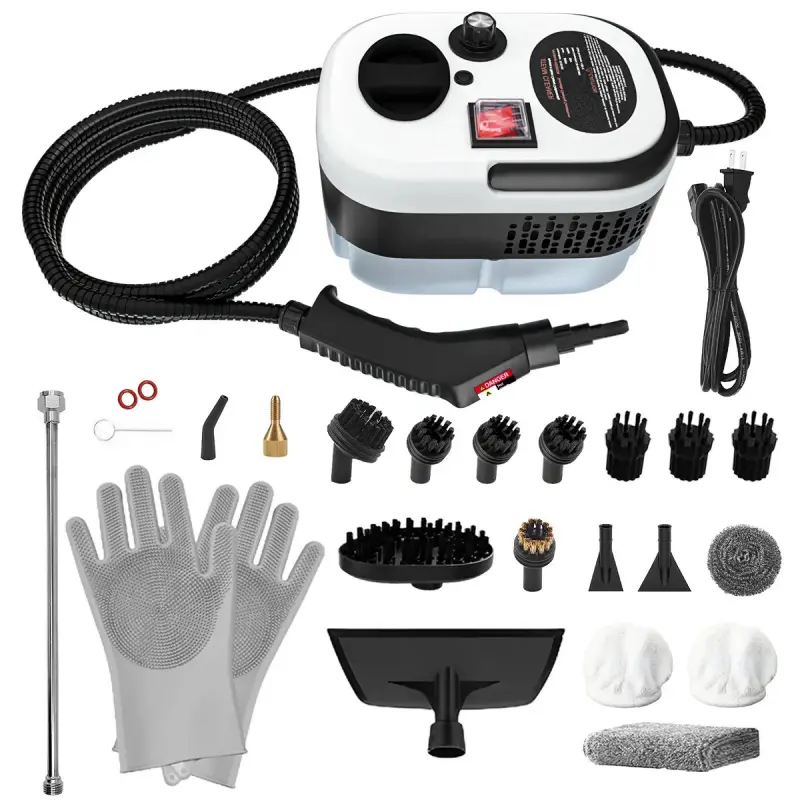 Portable Steam Cleaner with 6-Gears Adjustable, 15s Heat-Up, 1.29-Qt Tank & 26 Accessories - Floor Steamers for Hardwood and Tile, Ideal for Home & Car Cleaning