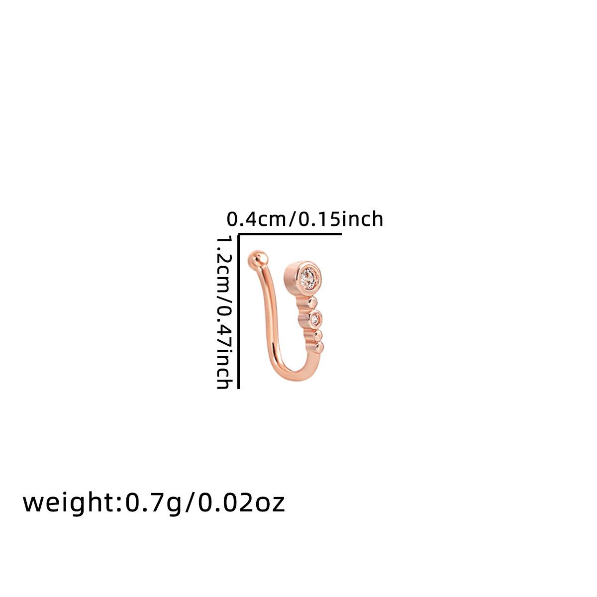Unique non-piercing U-shaped nose clip, simple and stylish geometric round nose stud with diamonds