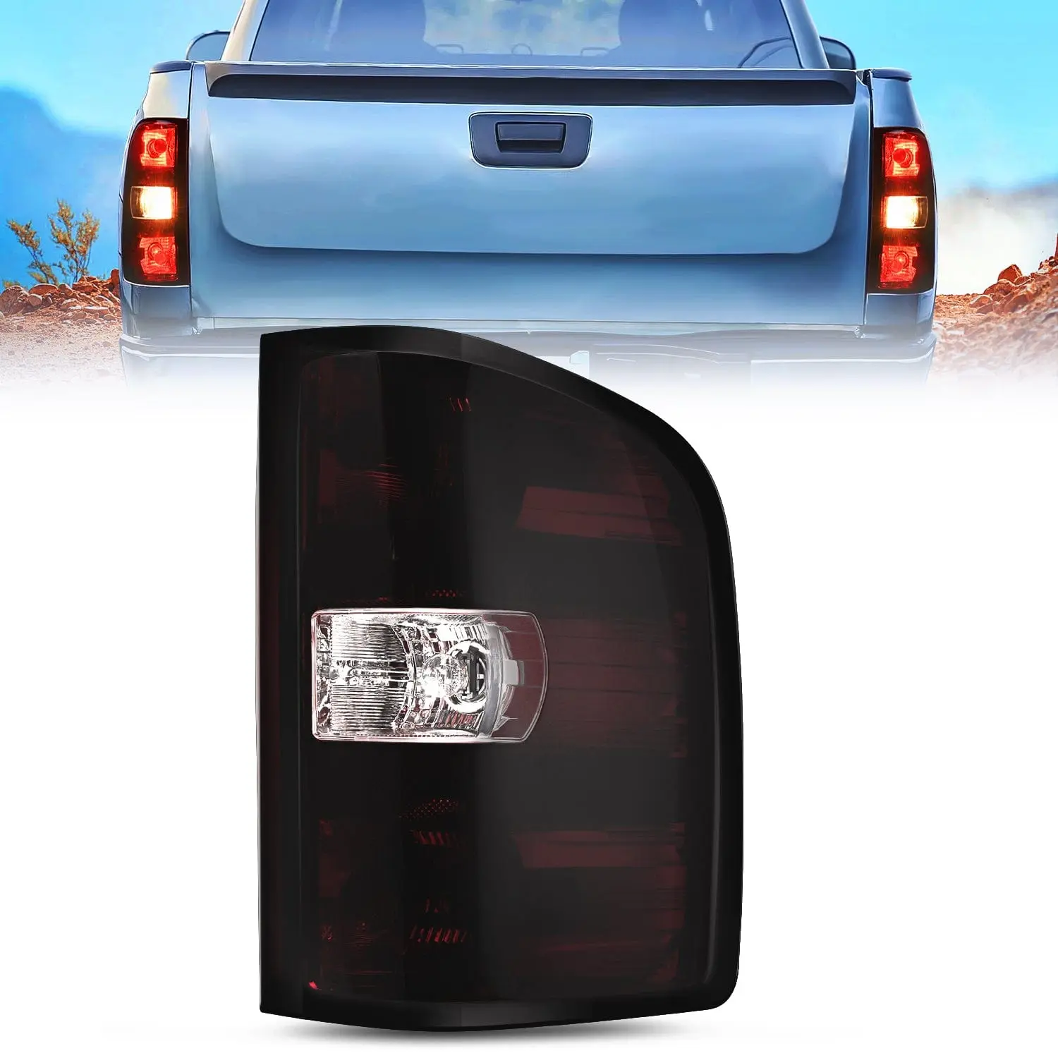 Nilight Taillight Assembly Compatible with 2007 2008 2009 2010 2011 2012 2013 2013 2014 Chevy Silverado 1500 2500HD 3500HD 2007-2013 GMC Sierra 3500HD Rear Lamp Replacement with Dark Red Lens Passenger