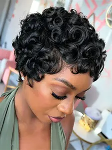 Short Curly Pixie Cut Wig, Wig, Pixie Cut Wig, Premium Human Hair Wig for Women, Daily Party Cosplay Use