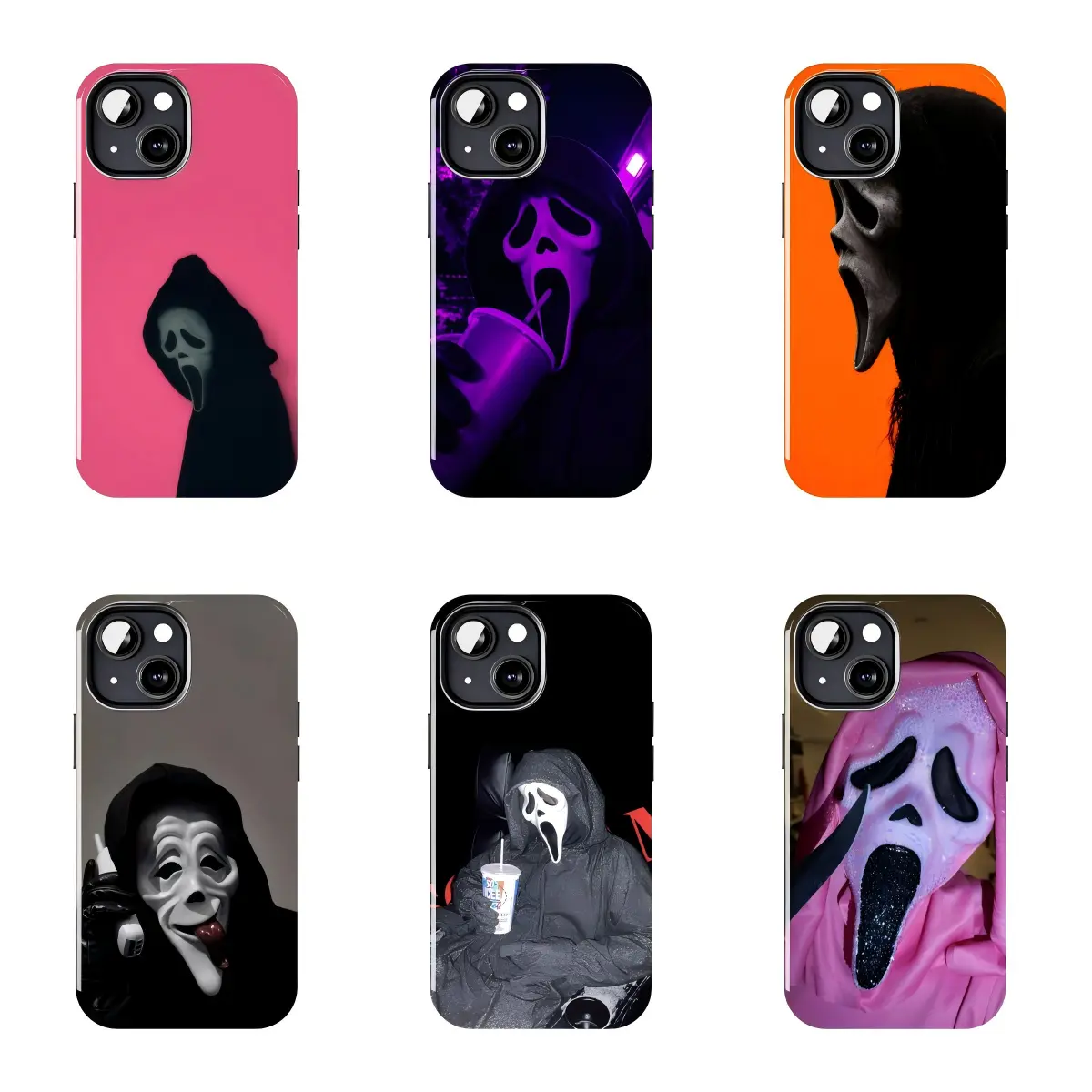 Aesthetic Ghostface Horror Phone Case for Scream Movie Fans-for iPhone17 ProMax /16/15/14/13/12/11 Plus for Samsung phones, suitable for both men and women,