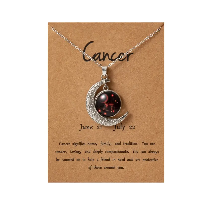 Viral Celestial 12‑Constellation Necklace, Glow In The Dark Moon Glass Pendant, Aesthetic Zodiac Sentimental Jewelry Gift for Her