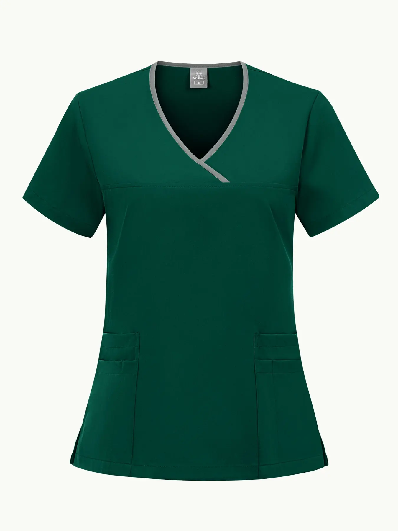 Women's Medical Uniform Short Sleeve, Elastic Breathable Nurse Dress, Brushing Hand Workwear, Casual Slim-Fitting Solid Pattern