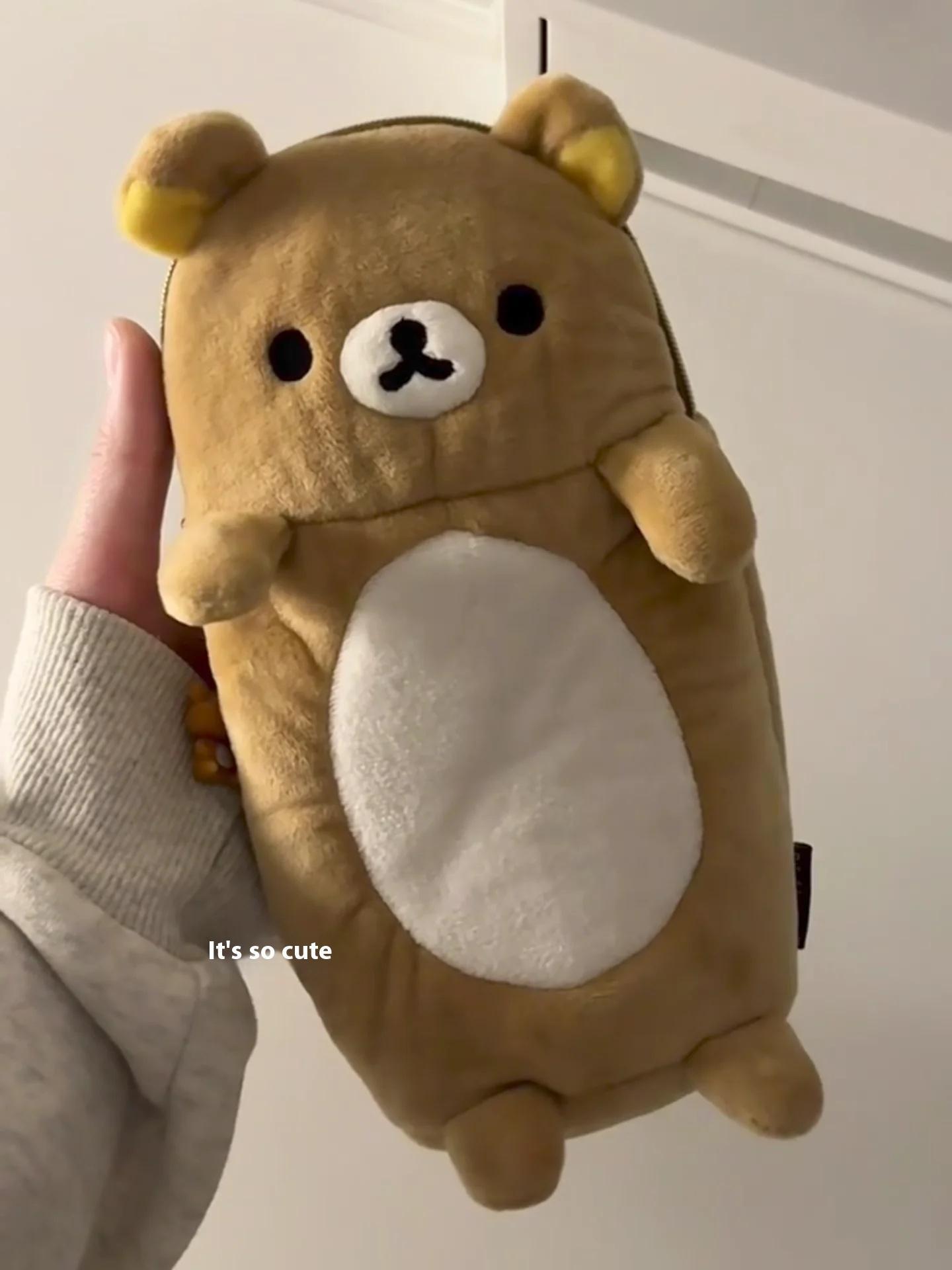 New Rilakkuma Plush Pencil Case Storage Bag Children Cartoon Cute School Stationery Bag Kawaii Birthday Gift Girl Customization