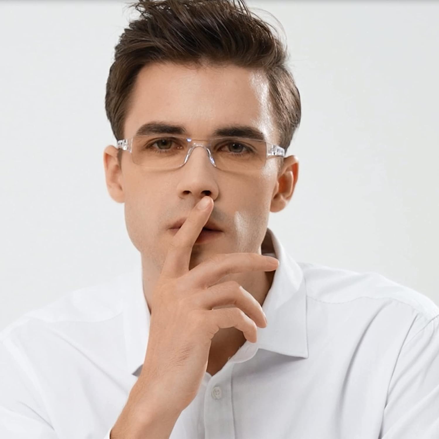 3 pairs of reading glasses, blue light blocking glasses, computer reading glasses for men and women, fashionable rectangular one-piece glasses frame+1.5(Emerald Green)