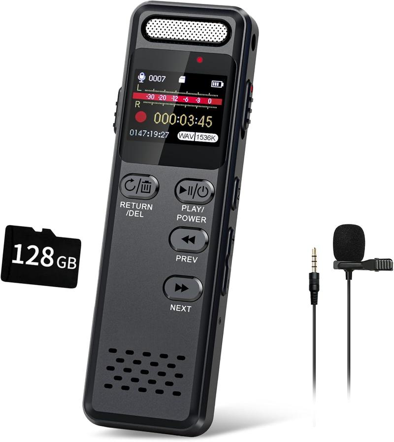 160GB Digital Voice Recorder with Playback, 1100mAh Mini Audio Recording Device for Lecture Interviews, 1536Kbps Voice Activated Recorder with Noise Reduction, Password, External Microphone