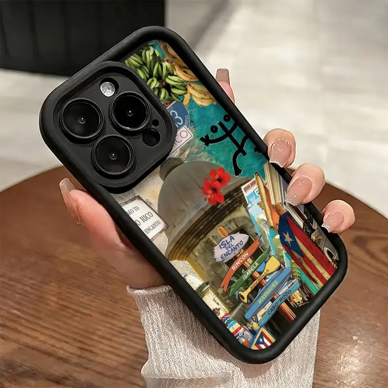 Puerto Rico Culture Phone Case， Vibrant Tropical Island Style for iPhone 17 16 15 14 13 12 11 Plus Pro Max， Souvenir Travel Gift.