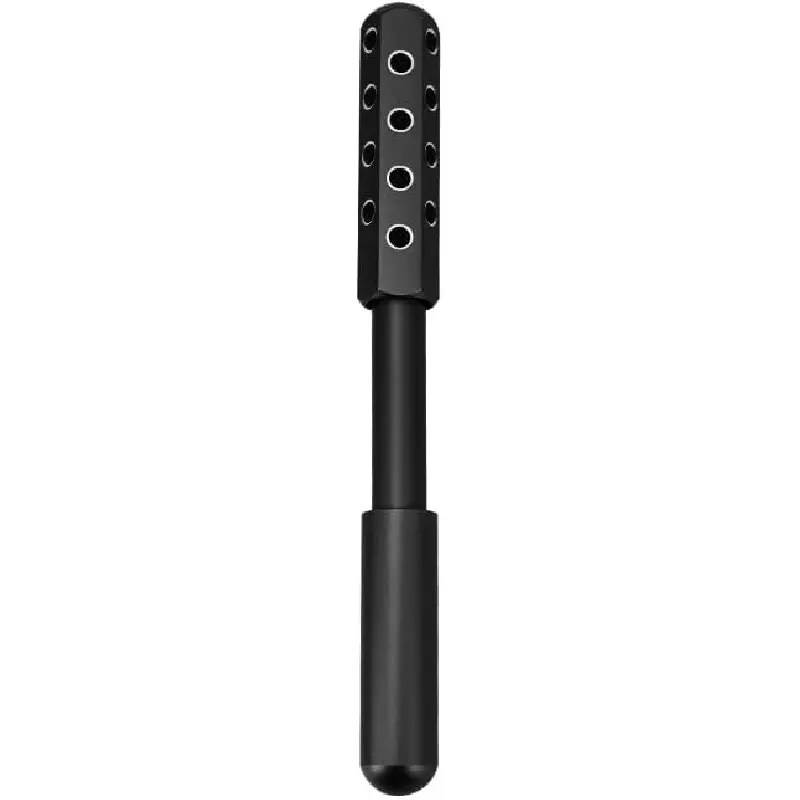 24-Stone Facial Roller - Cooling Face & Neck Massager Tool for Skin Rejuvenation| 360 Contouring with Germanium Stones & Aircraft Aluminum| Portable 7.6" Beauty Roller - Black