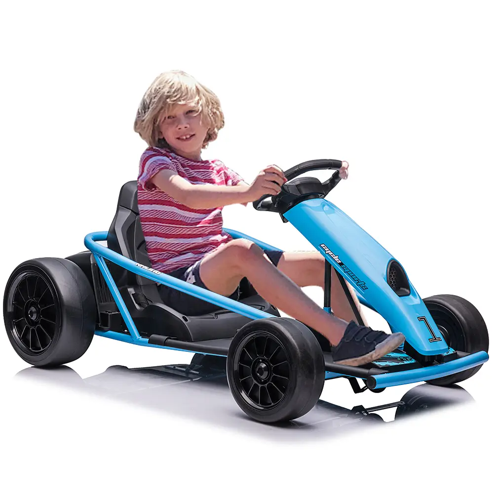 Kids Go-Kart, 12V Drift Kart with Dual 300W Brushless Motors, 8mph Electric Go Kart, Outdoor Ride On Toy, Battery Powered Ride On Racing Car for Kids Boys Girls 8-12
