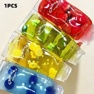 Jam Tube Squishy - Strawberry & blueberry & lemon & four-leaf cloverMoldable Non-Rebound Fidget Toy, Soft Gel Stress Ball, Perfect for Relaxation and Fun