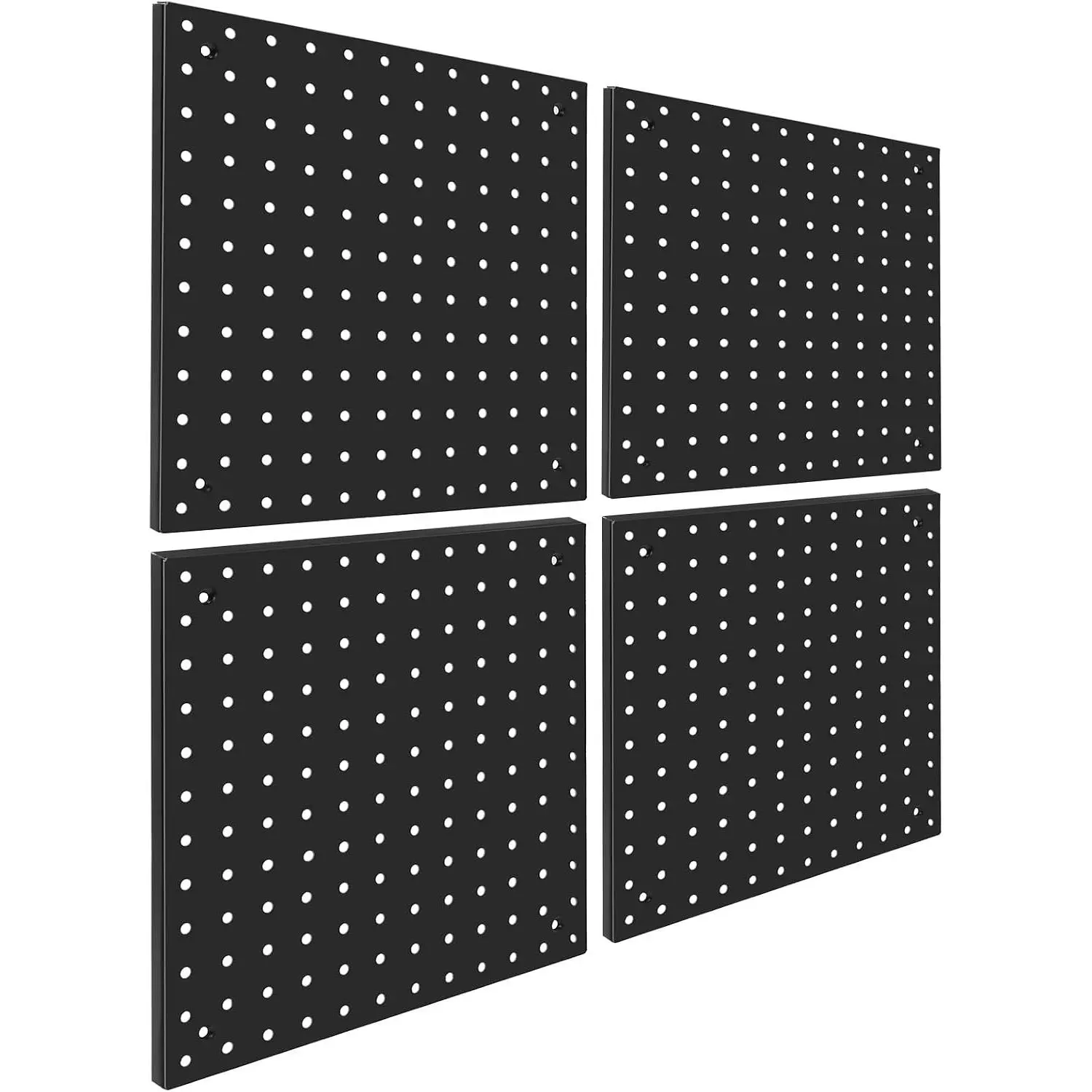 Steel Pegboard Panels 4-Pack, 12x12 Inch Black Metal Peg Board for Garage Tool Storage, Office, Craft Room & Kitchen Organization